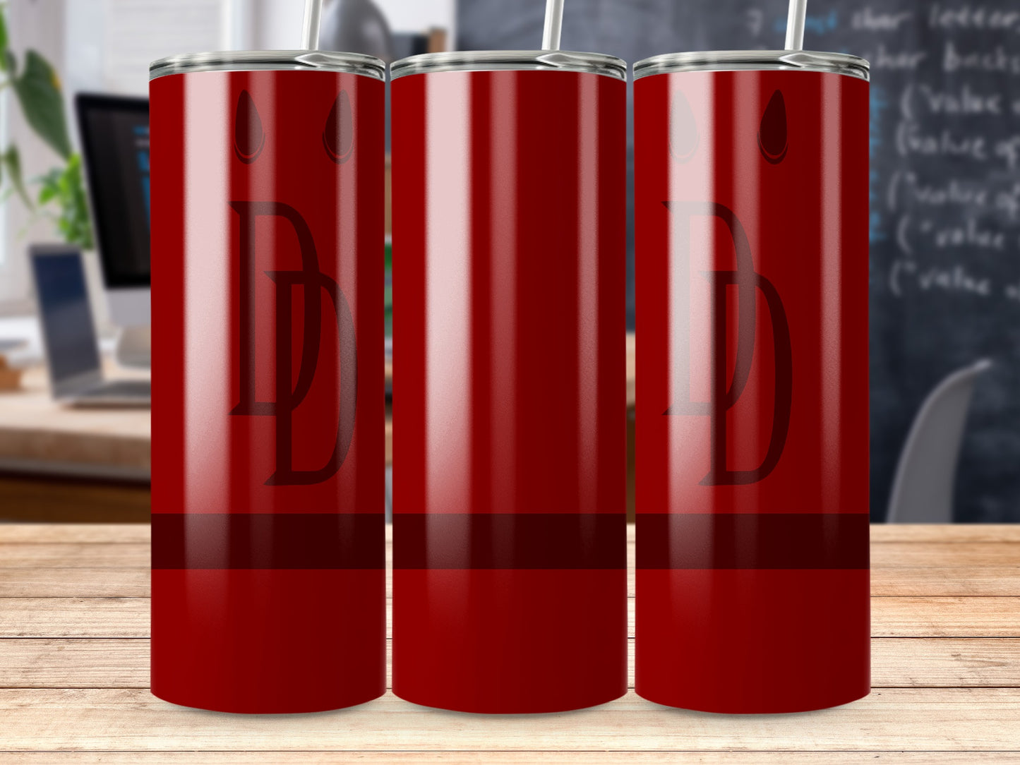 Daredevil Design in Crimson Red Style on Your Drink Tumblers