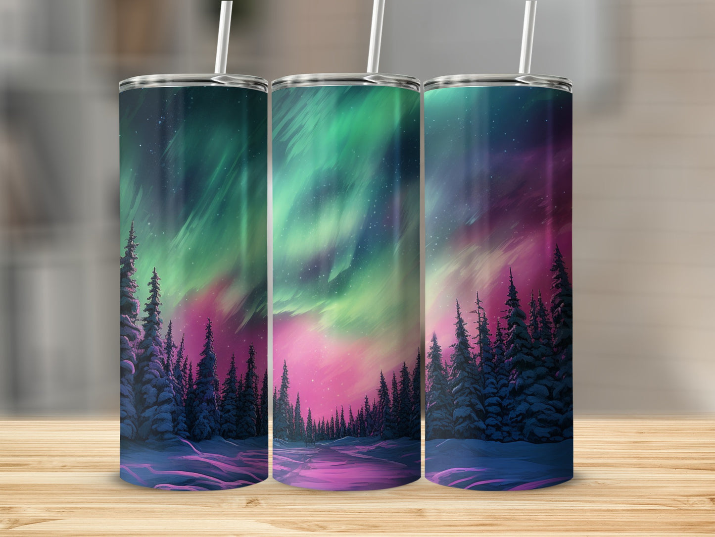 Northern Lights Forest Scenic Insulated Tumbler