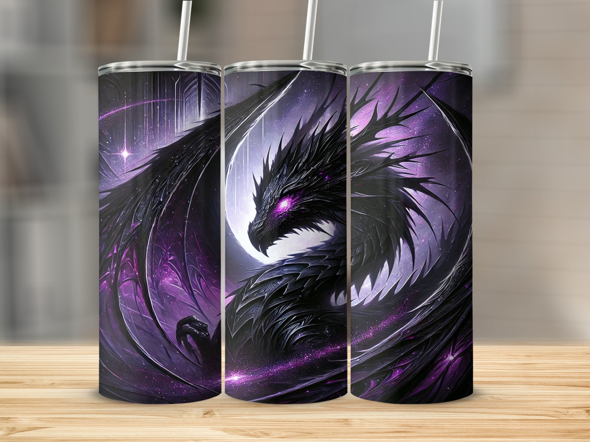 Cosmic Black Dragon Design Insulated Tumbler