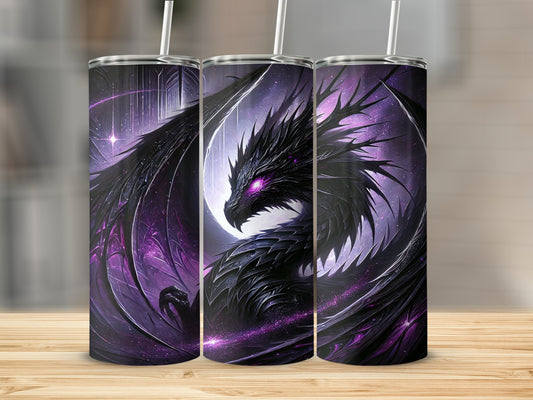 Cosmic Black Dragon Design Insulated Tumbler