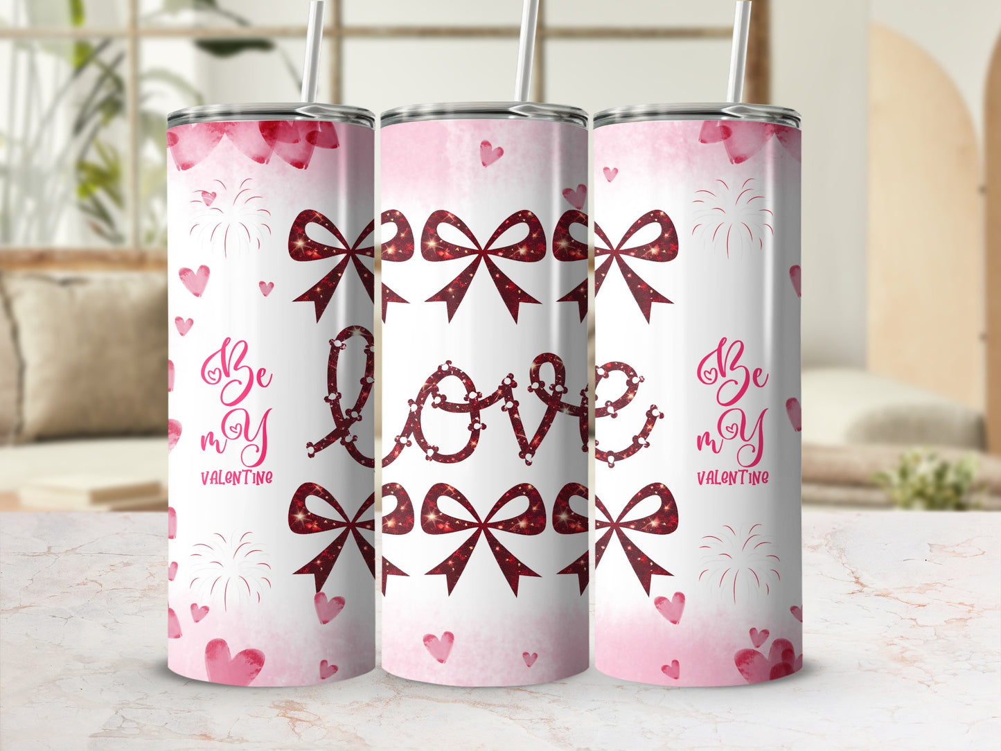Be My Valentine Love Bows And Hearts Tumbler