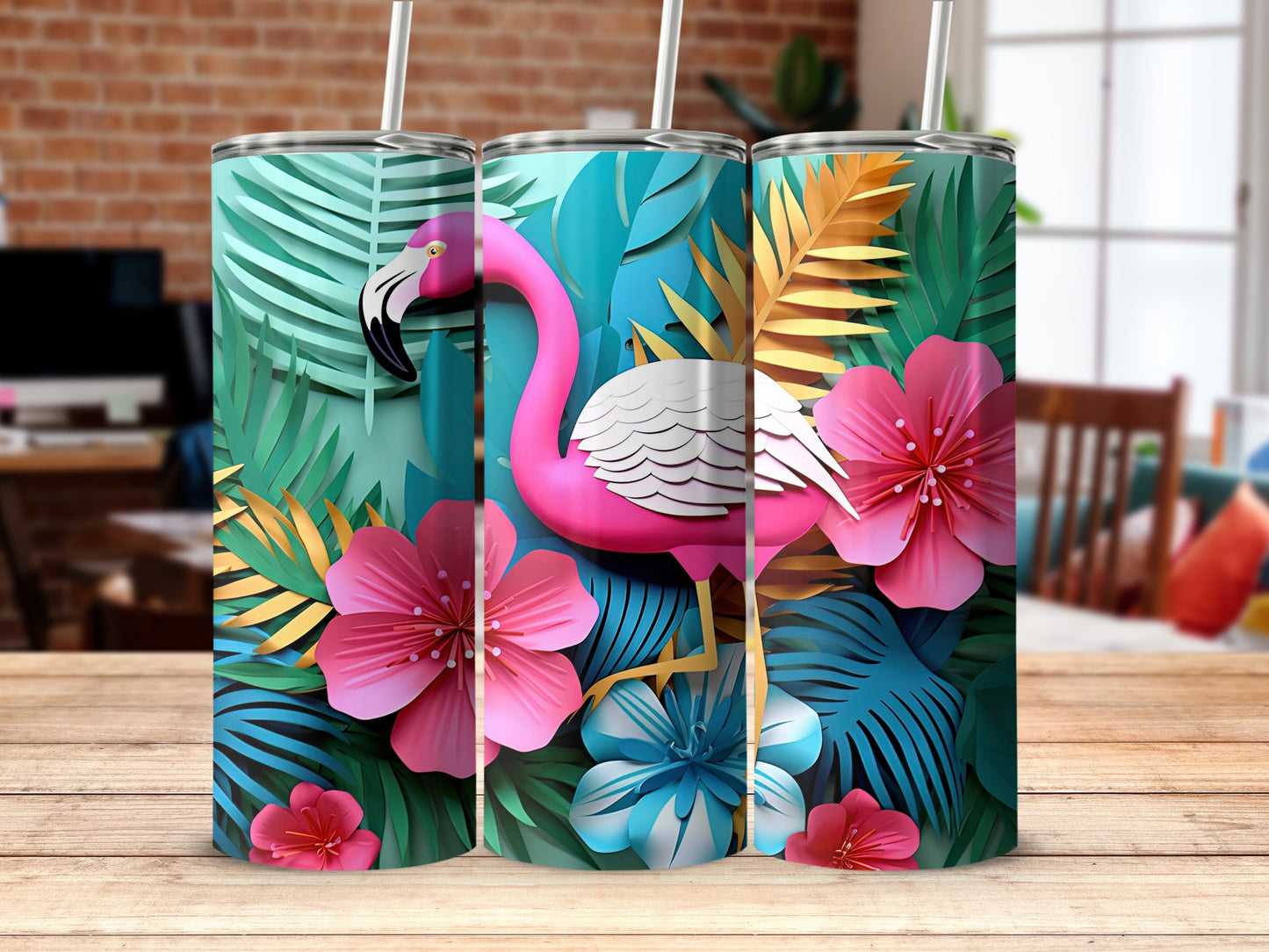 Tropical Flamingo Design Insulated Tumbler product