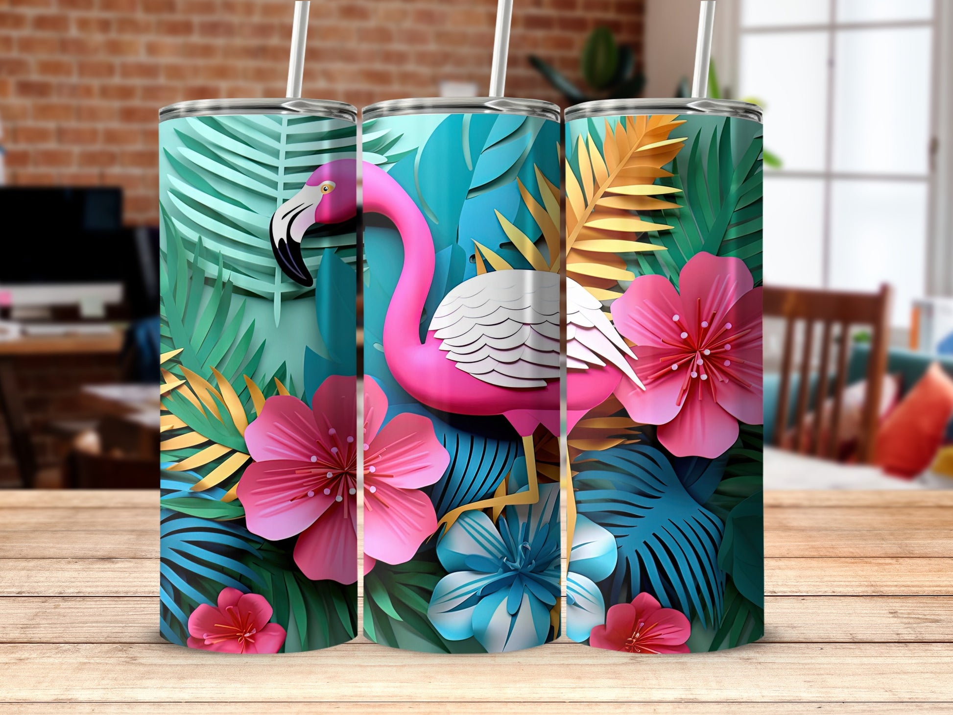 Tropical Flamingo Design Insulated Tumbler product