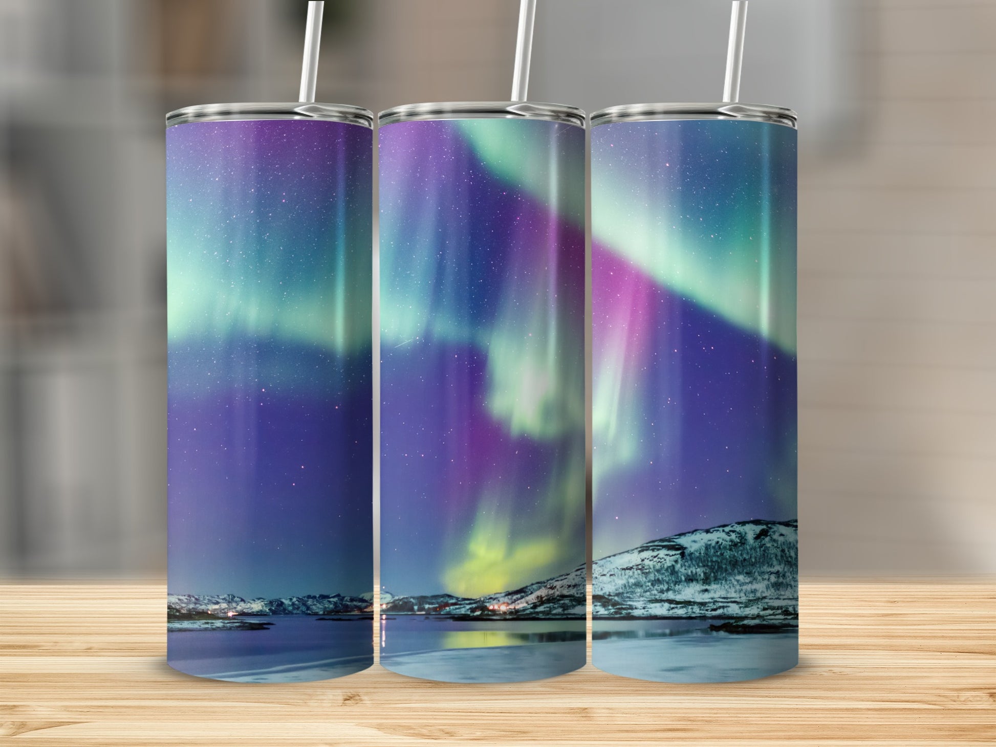 Northern Lights Pattern Insulated Tumbler Cup Product