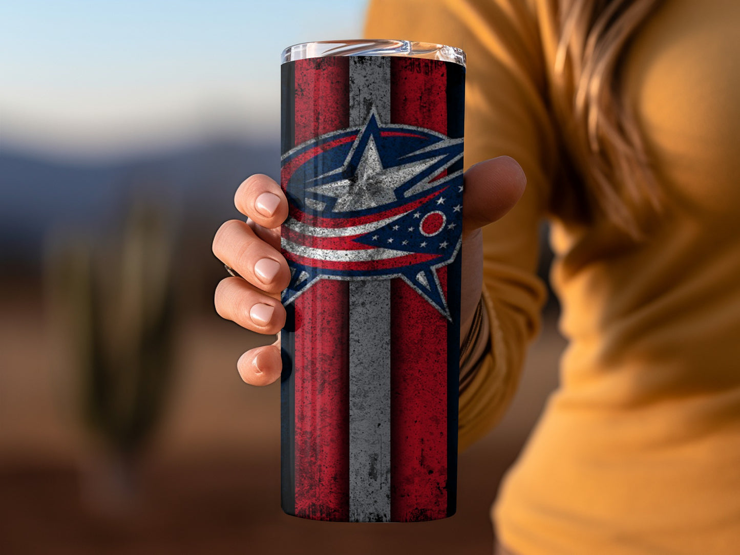 Grunge Style USA Flag Tumbler With Sports Team Design