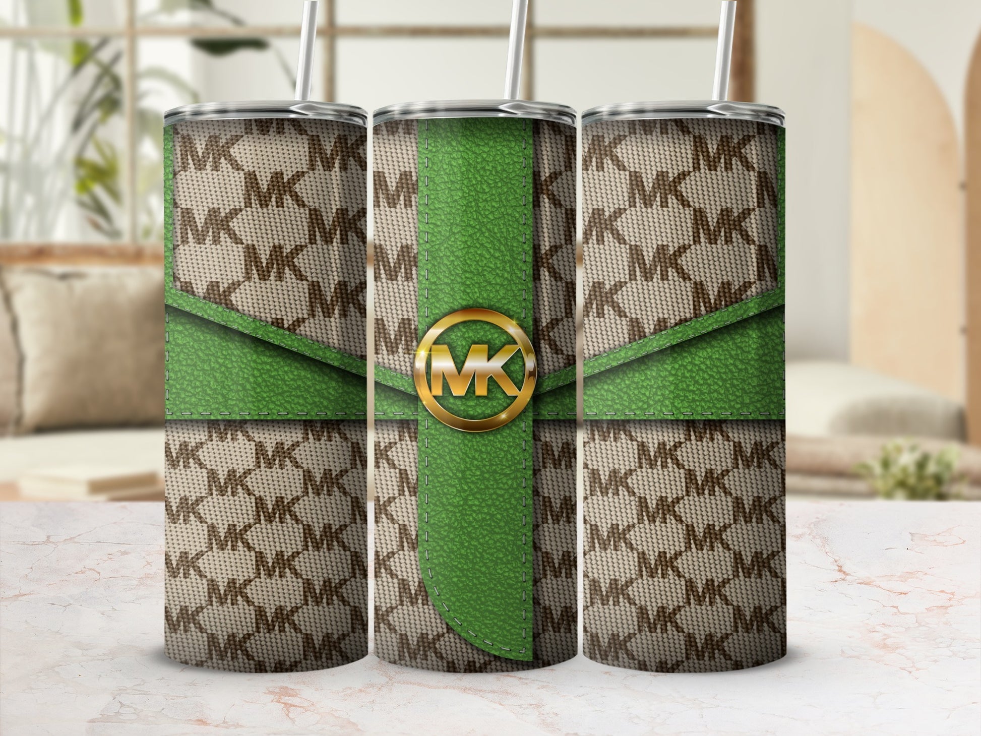 Stylish Green and Brown Patterned MK Tumbler Product