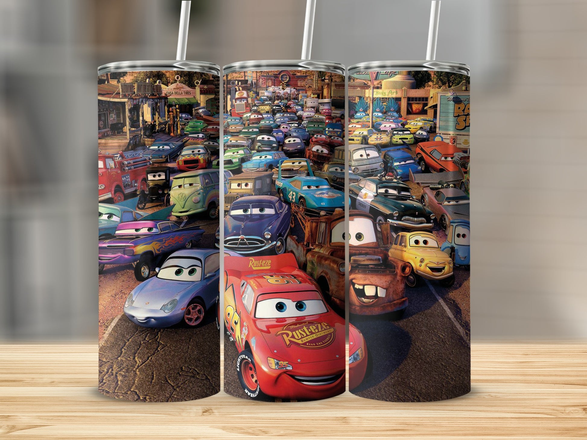 Cars Animated Characters Tumbler Cup with Straw
