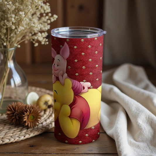 Winnie the Pooh Piglet Tumbler with Red Background