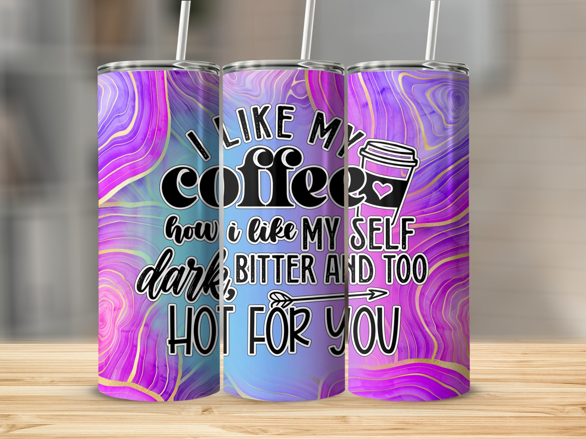 I LIKE MY coffee dark BITTER AND TOO HOT FOR YOU product type

Coffee lover
Coffee quote
Sassy coffee
Funny drinkware
Dark coffee bitter
Hot for you quote
Purple design
Gold accents
Abstract swirl
Unique tumbler
Drinkware gift
Caffeine addict
Bold statement
Self love humor
Personalized gift
Coffee cup
I like my coffee
Trendy design
Funny saying
Quirky gift