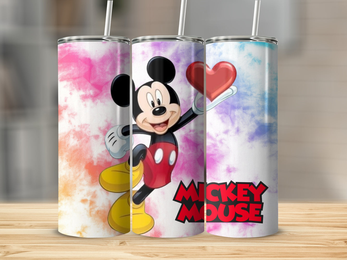 Vibrant Mickey Mouse Tumbler with Heart Graphic