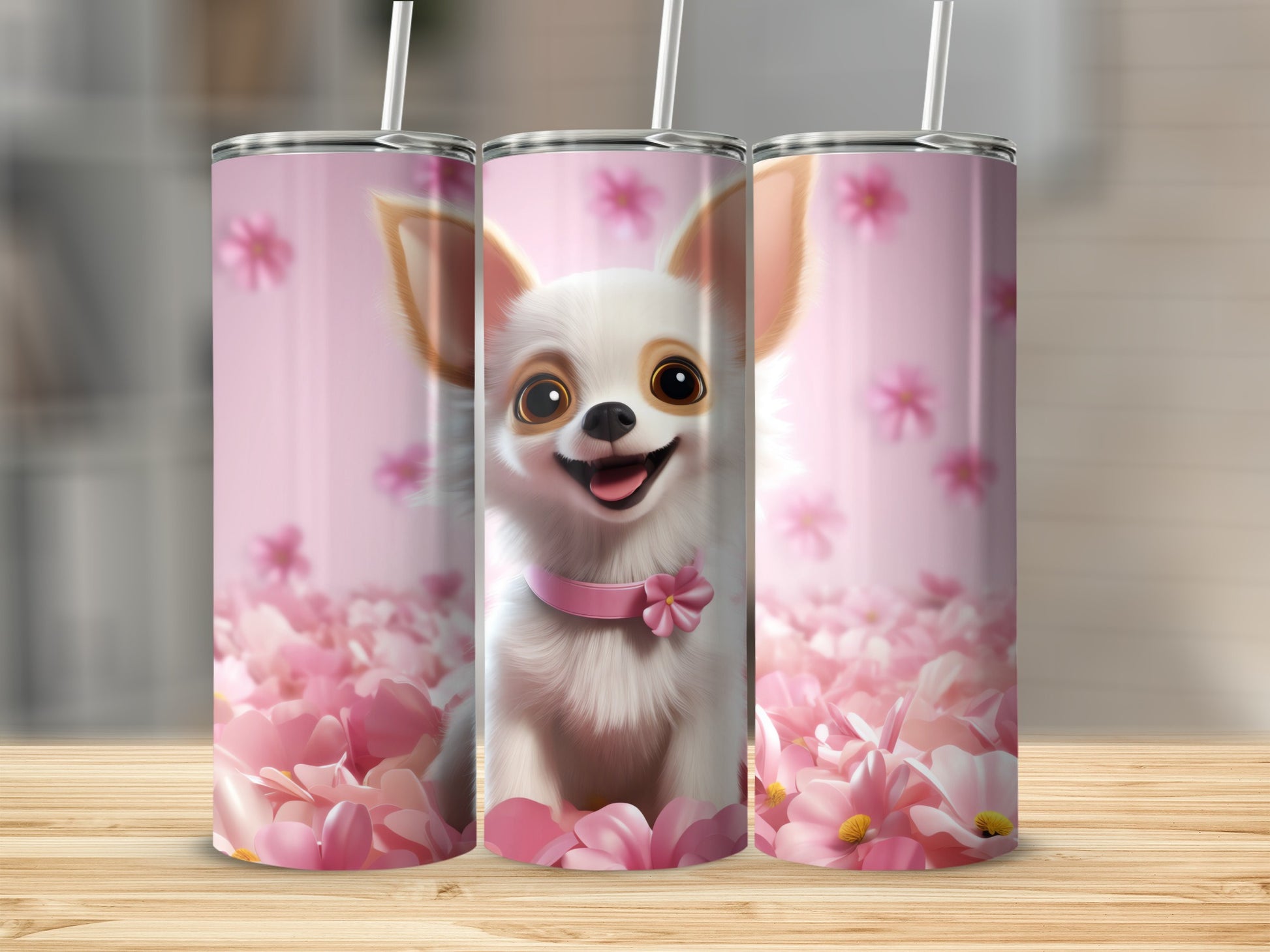 Cute Happy Chihuahua Dog Pink Flowers Tumbler product type
chihuahua dog, puppy, cute animal, happy pet, pink flowers, floral pattern, dog lover, pet owner, animal art, canine design, smiling dog, flower petals, chihuahua art, sweet puppy, adorable dog, drink tumbler, custom tumbler, gift for her, unique gift, pet themed