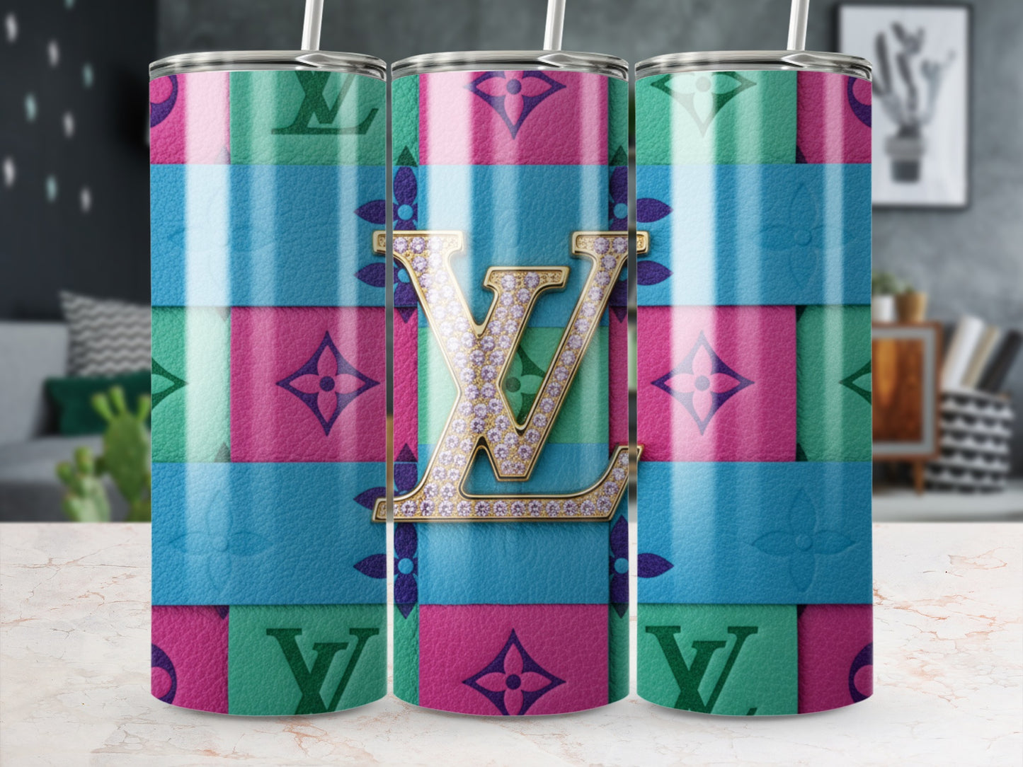 Colorful LV Patterned Insulated Tumbler Drinkware