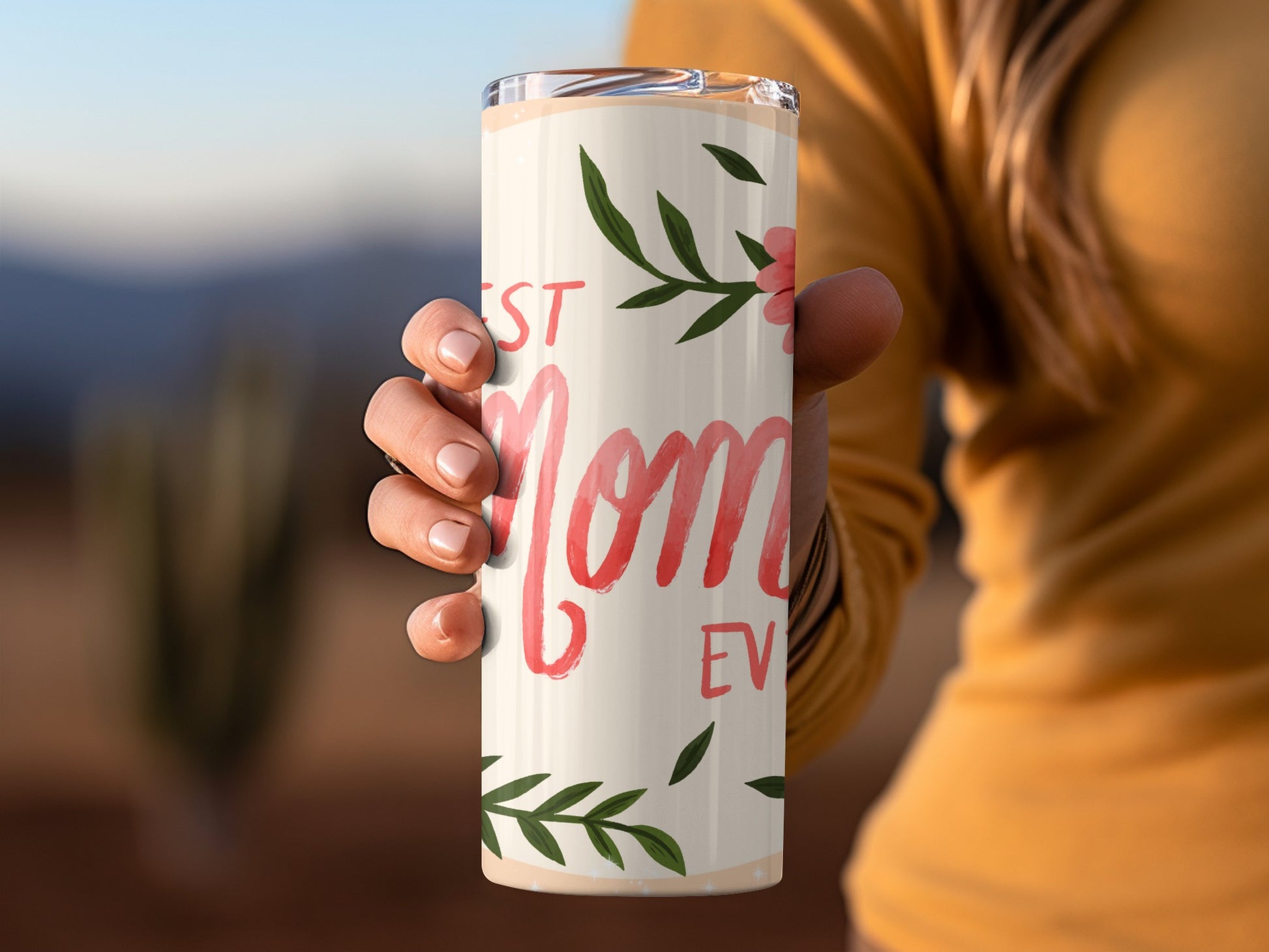 Best Mom Ever Floral Design Travel Tumbler Cup