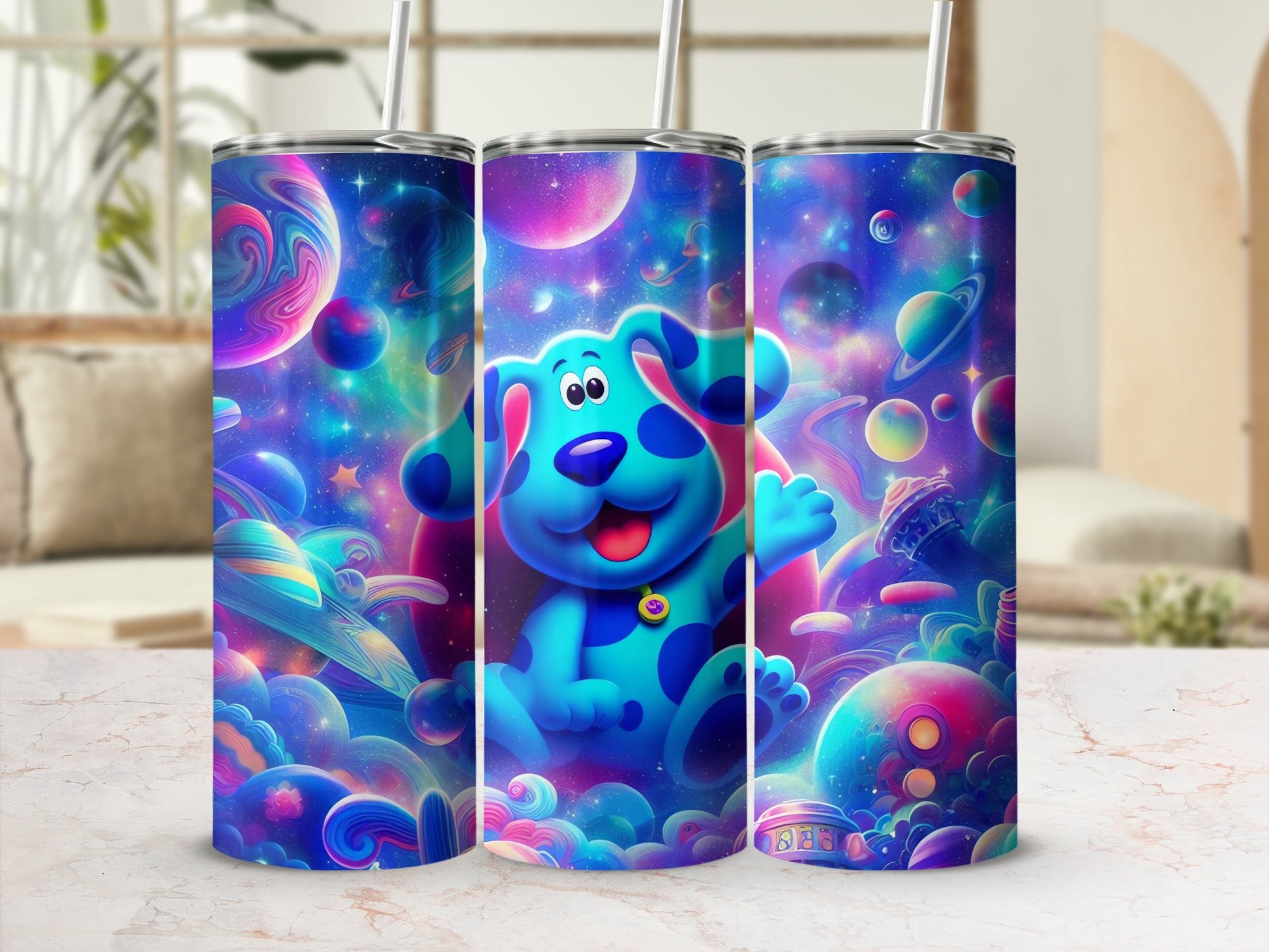 Colorful Cartoon Dog and Space Theme Tumbler Product