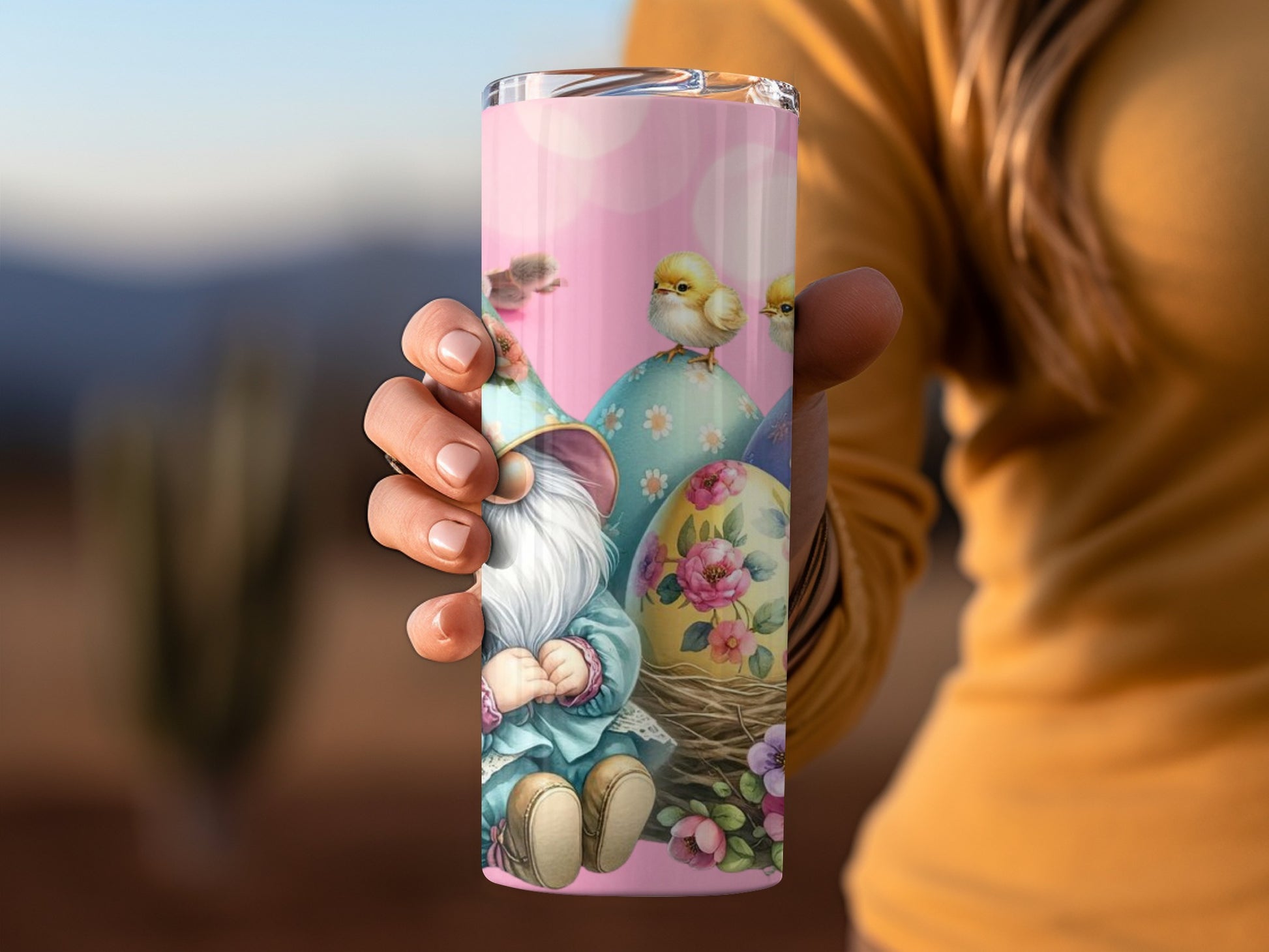 Adorable Easter Gnome and Chicks Design Tumbler