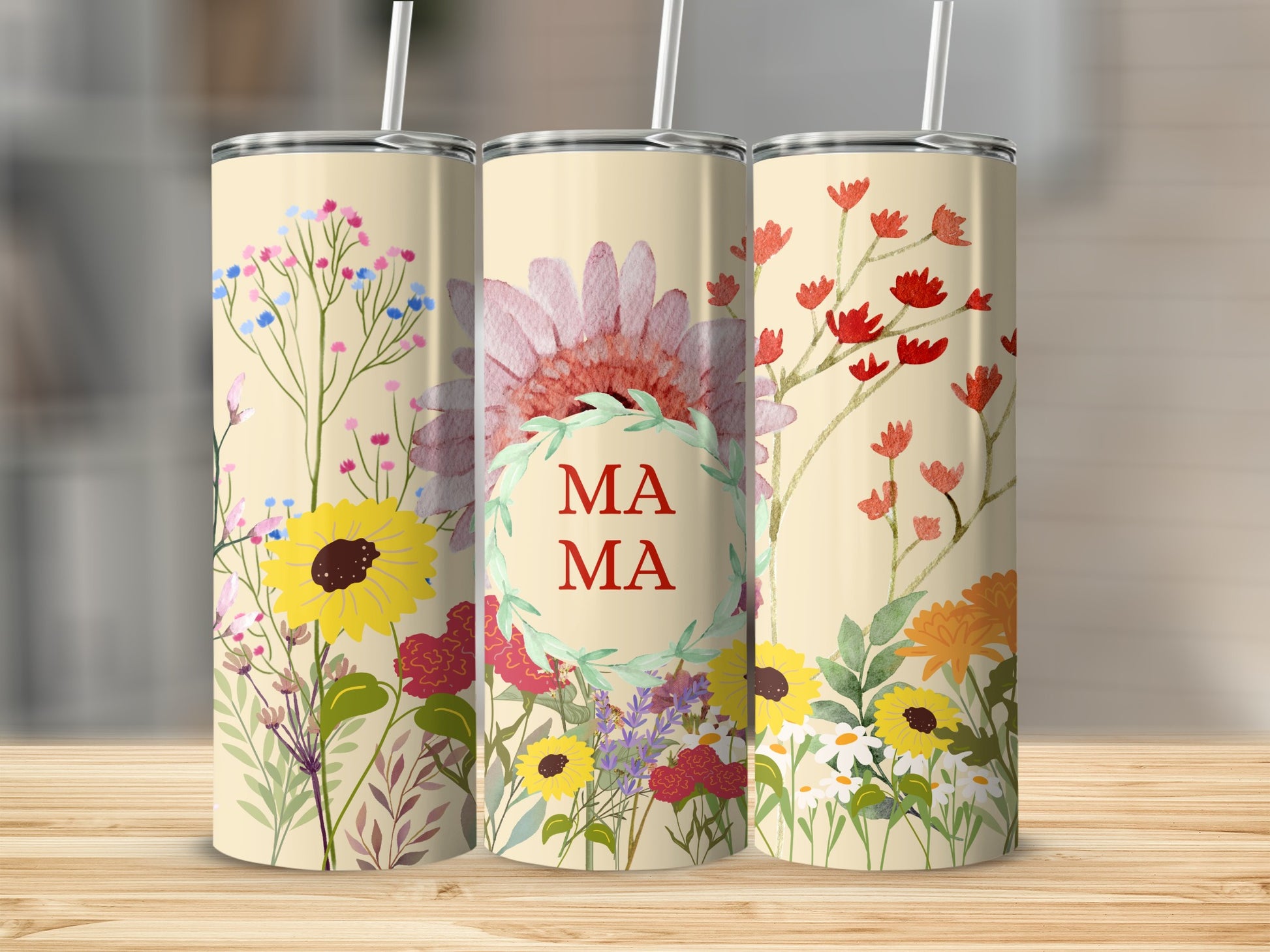 Floral Mama Custom Tumbler for Mother's Day Gift