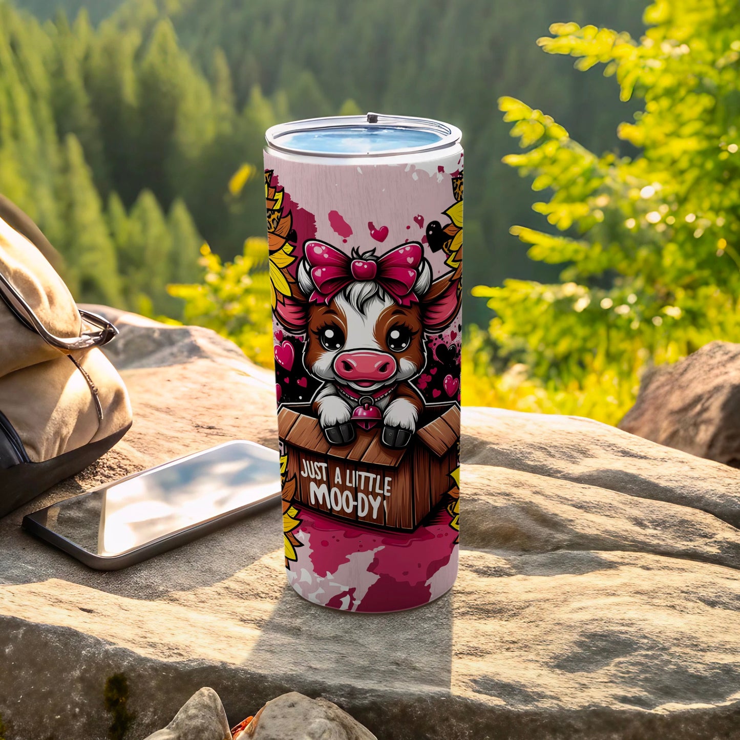 Cute Cartoon Cow Just a Little Moo-dy Tumbler