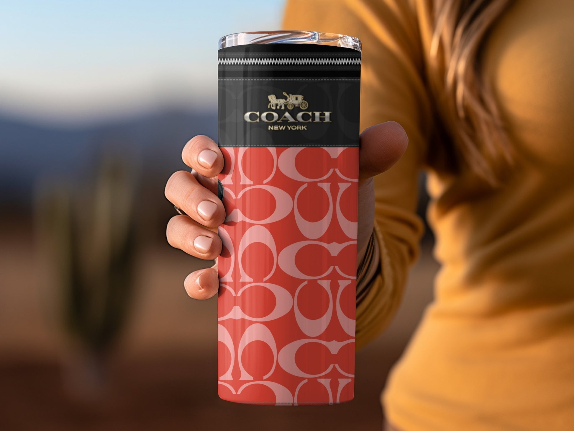 Stylish Coach New York Red Pattern Tumbler