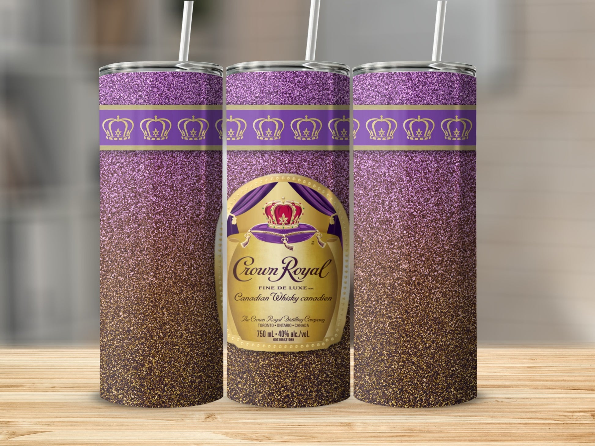 Crown Royal Canadian Whisky Purple Gold Sparkle Ombre Tumbler product type