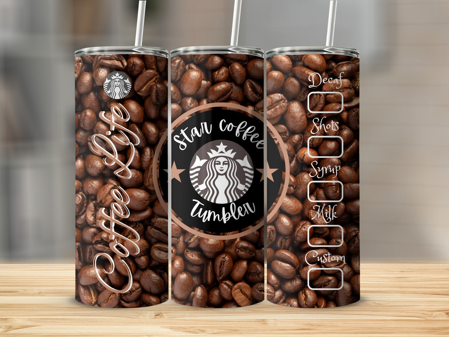 Coffee Life Star Coffee Tumbler with Custom Options