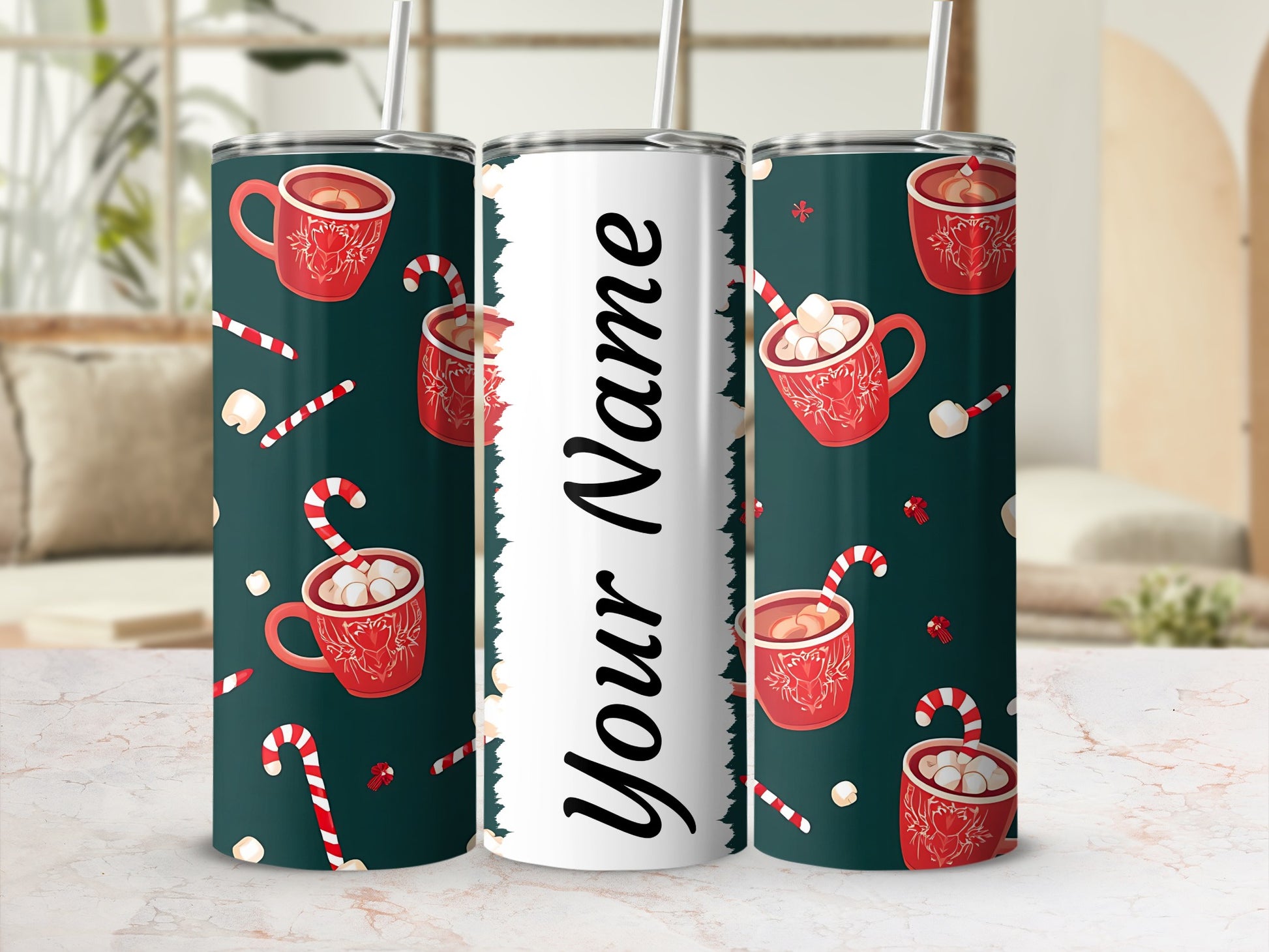 Personalized Christmas Hot Cocoa Themed Tumbler Cup