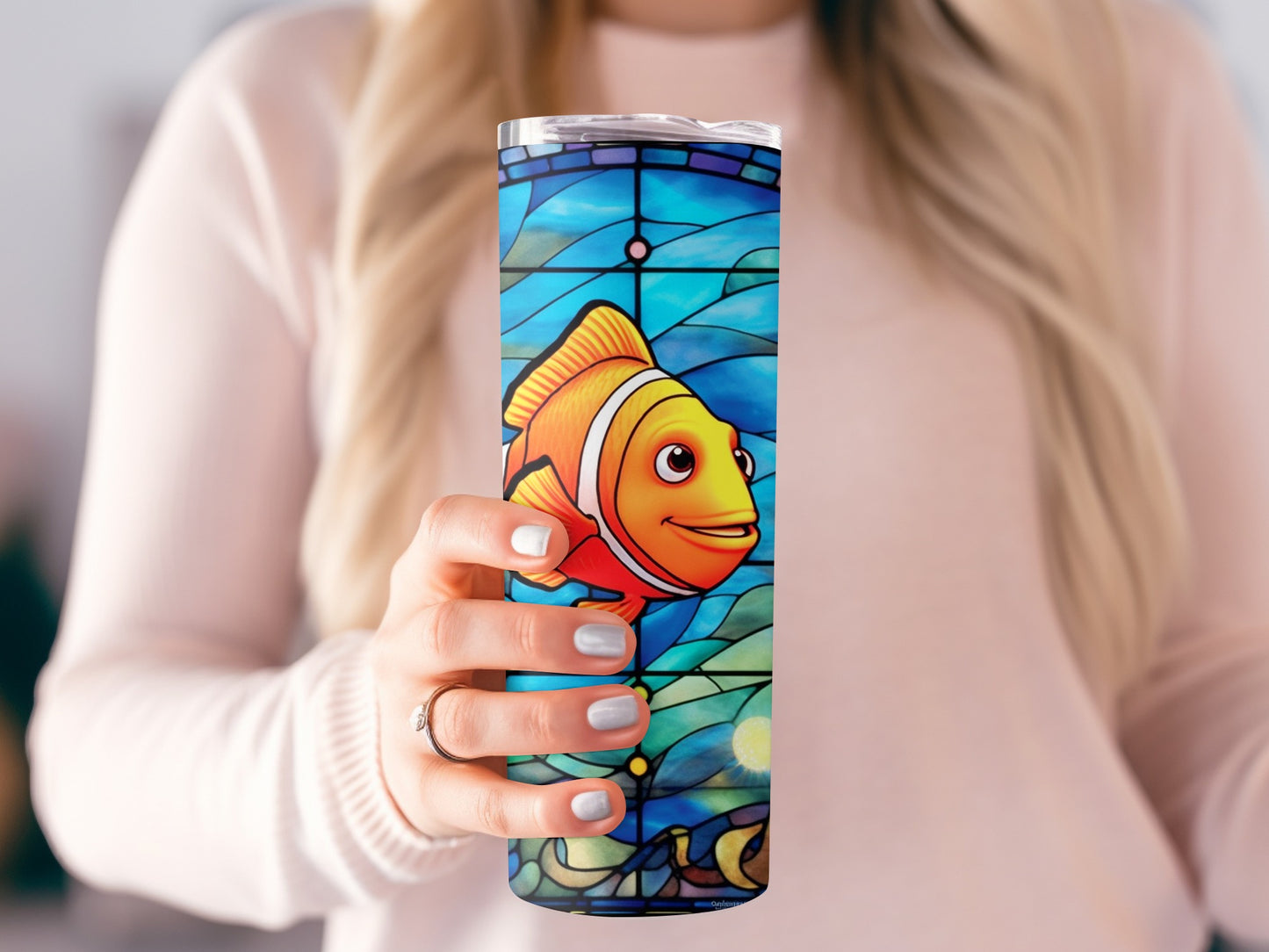 Bright Nautical Fish Stained Glass Insulated Tumbler
