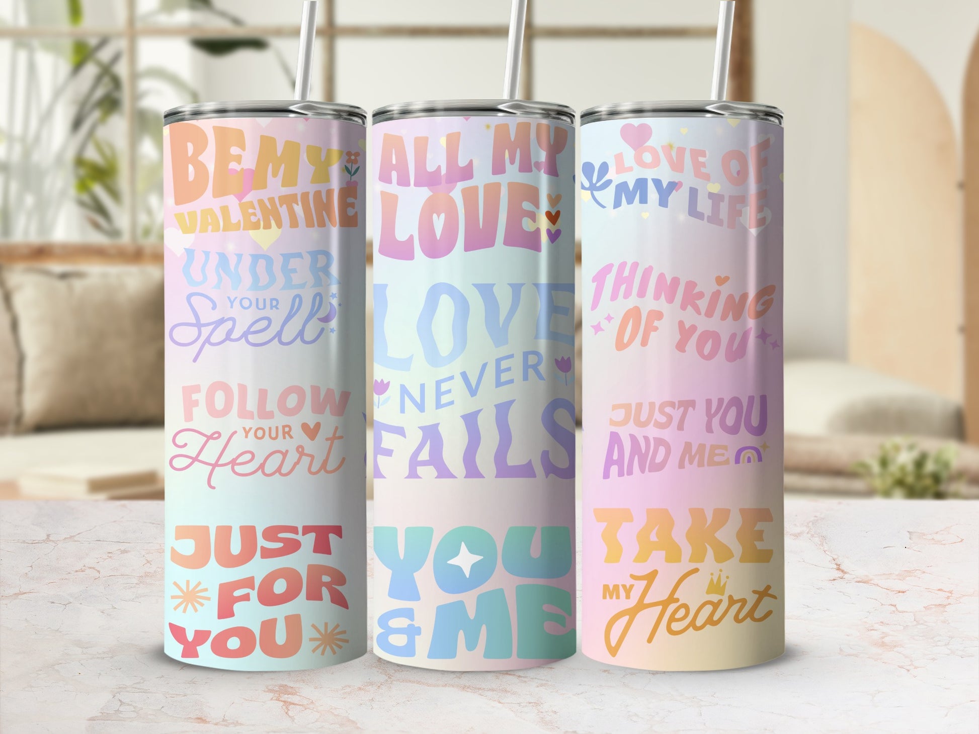 Love and Inspirational Quotes Tumbler Set