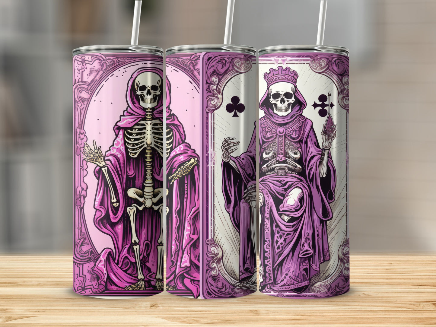 Gothic Skeleton King and Queen Tumbler Set