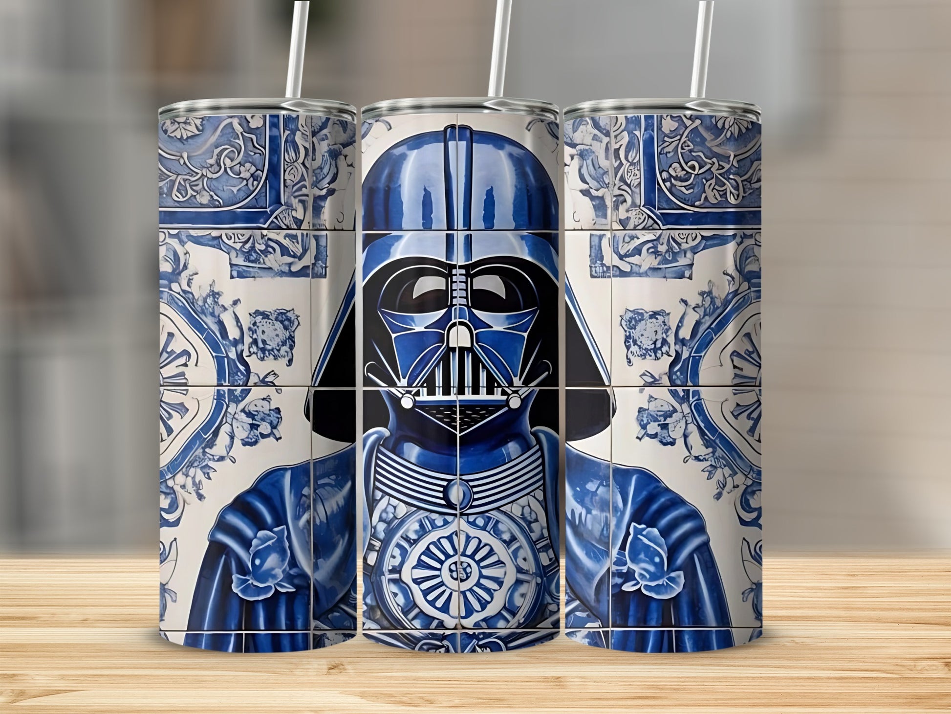 Darth Vader Azulejo Blue White Ceramic Style Tumbler product type