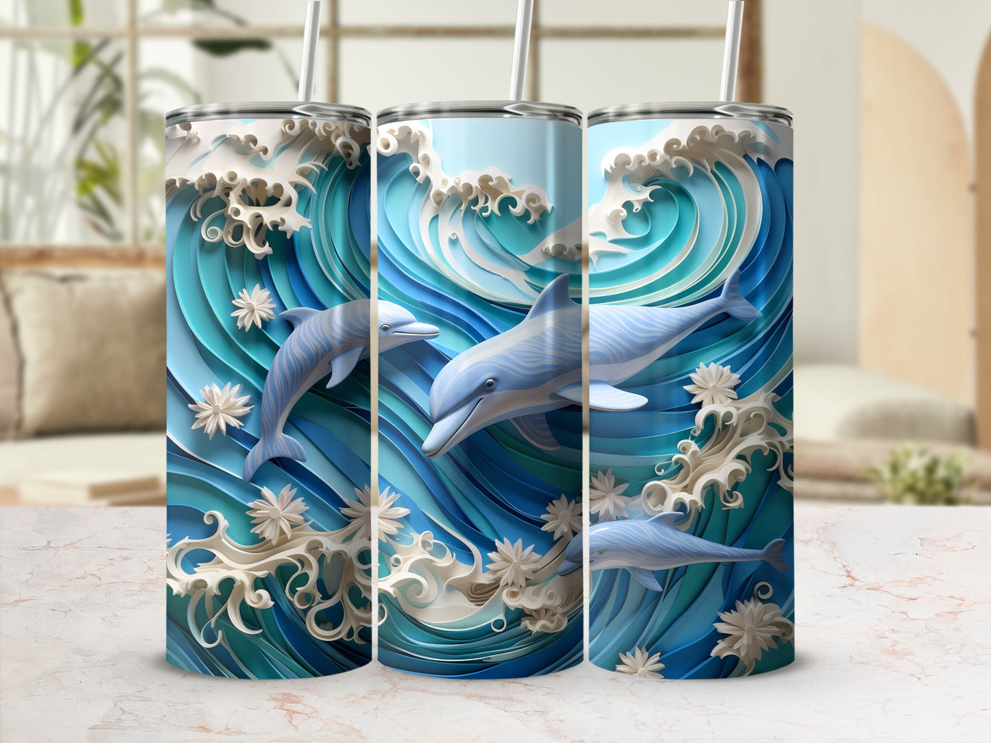 Blue Ocean Waves Dolphins Layered Art Tumbler product type
Dolphin, Ocean, Waves, Blue, Sea, Marine, Animal, Art, Layered, Papercut, Tumbler, Drinkware, Beverage, Aqua, Underwater, Water, Wildlife, Summer, Unique, Sculptural