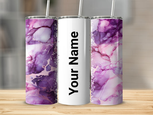 Personalized Purple Marble Tumbler Custom Name Flask
