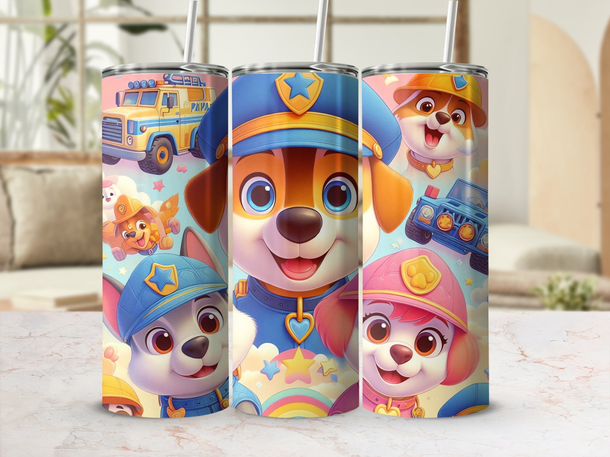 Cute Cartoon Puppy Characters Insulated Tumbler Cup