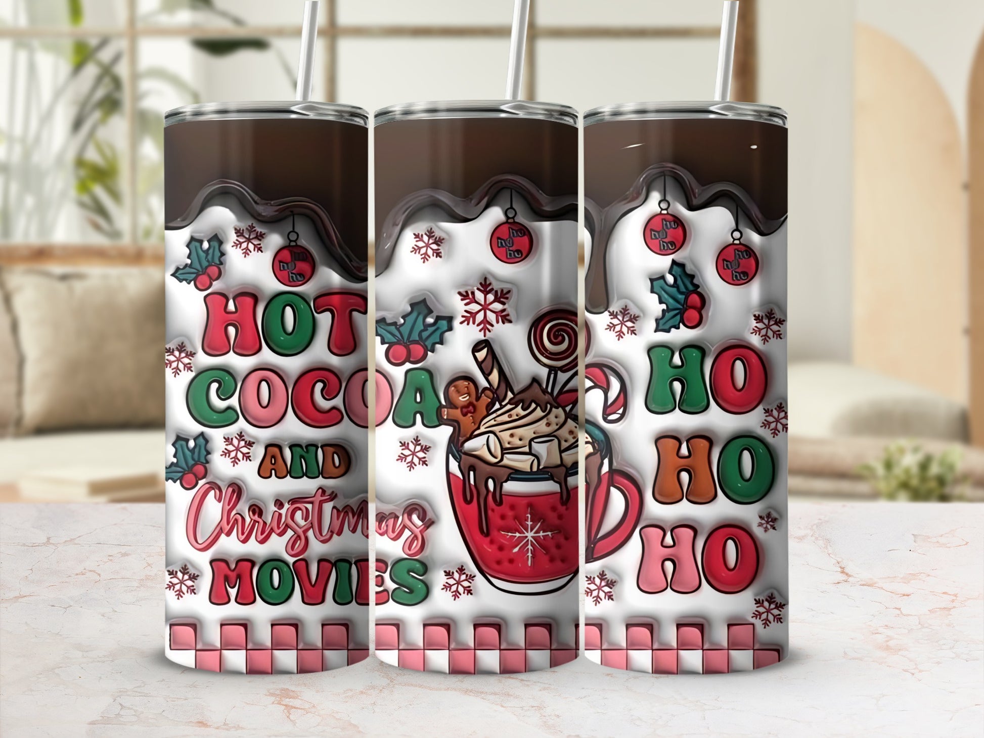 Hot Cocoa and Christmas Movies Ho Ho Ho Tumbler