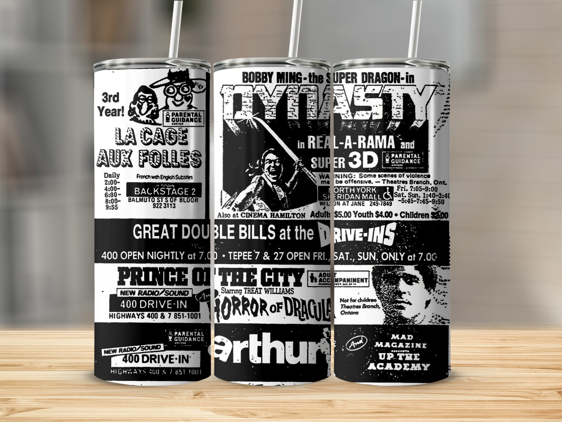 Vintage Double Bill Movie Poster Design Tumbler
