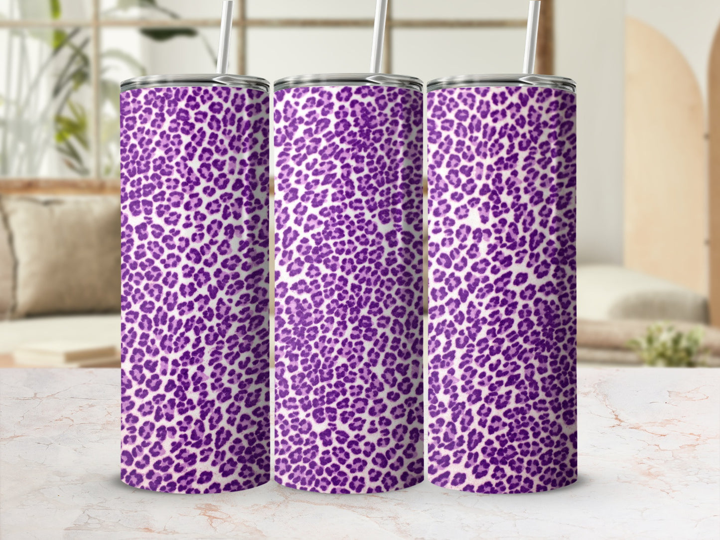 Purple Leopard Print Insulated Tumbler for Stylish Use