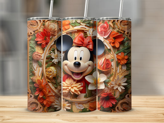 Floral Design Mickey Mouse Themed Tumbler