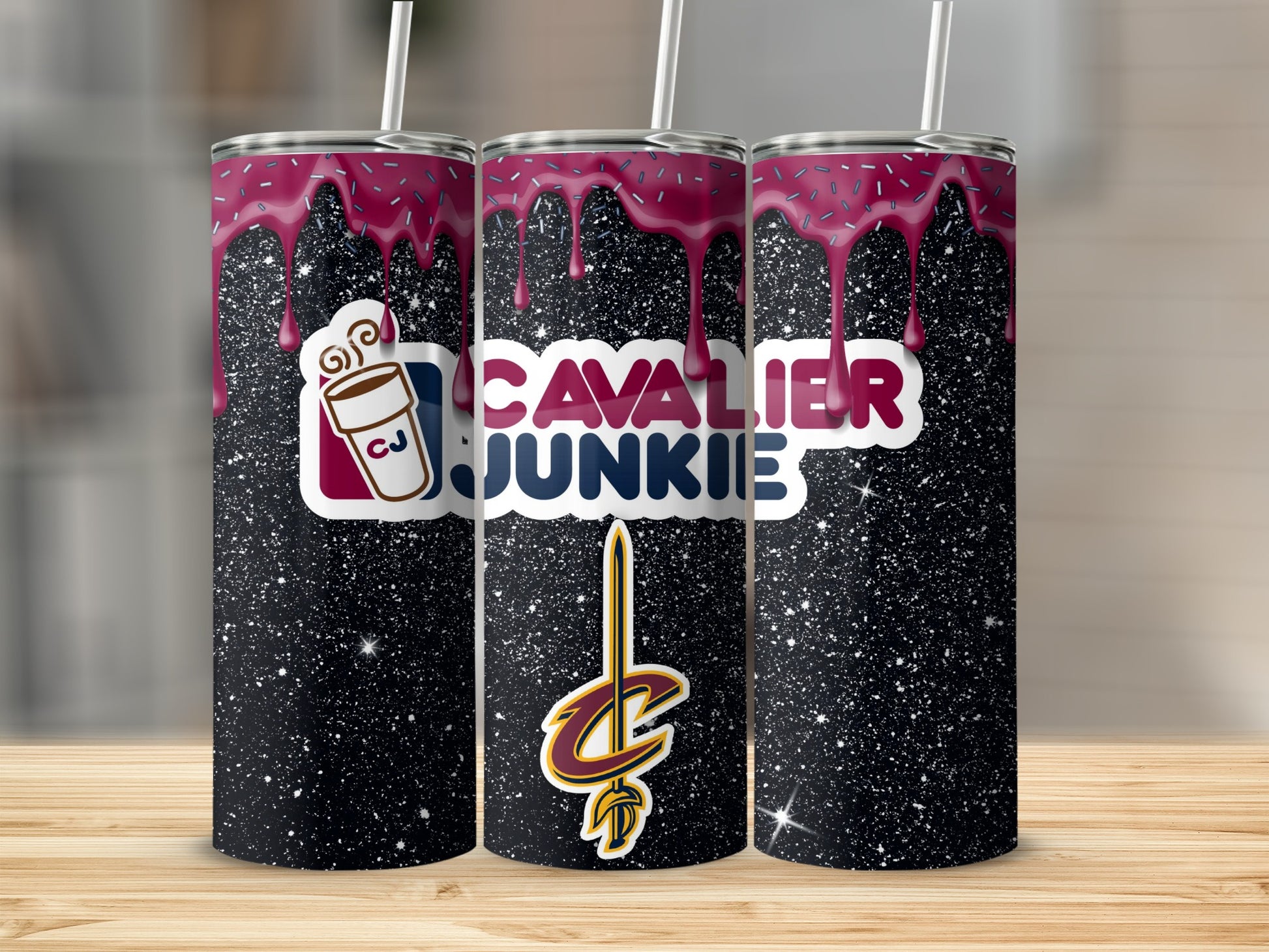 Cavalier Junkie Tumbler with Sparkling Black Design