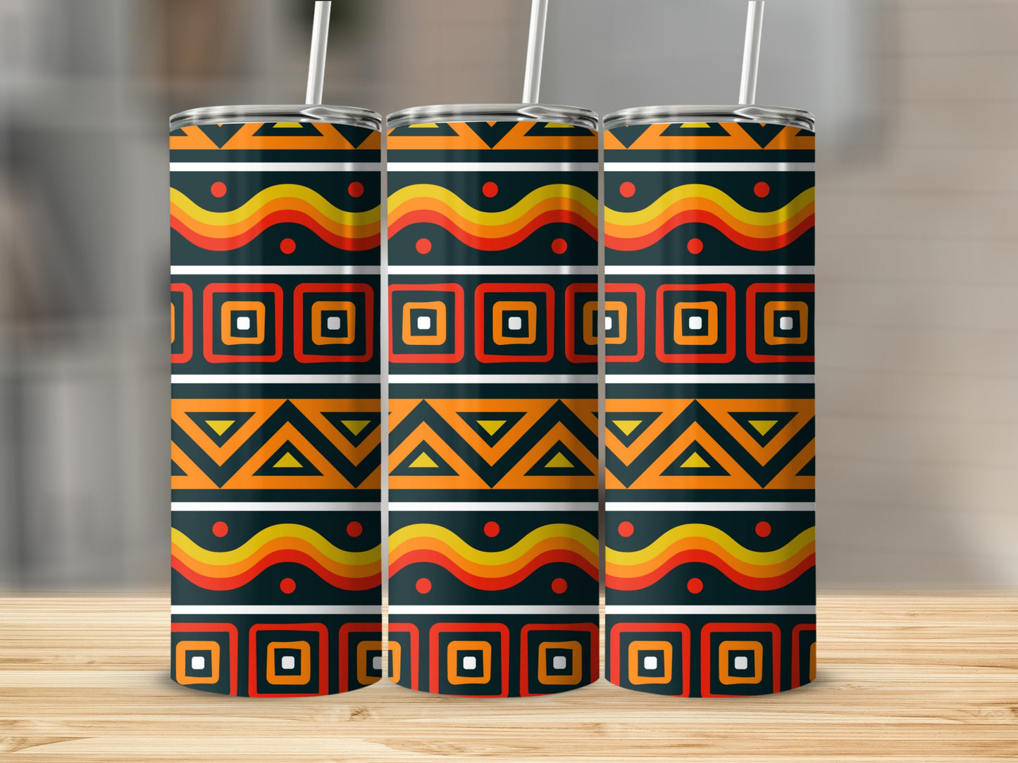 Vibrant Geometric Pattern Tumblers for Everyday Use