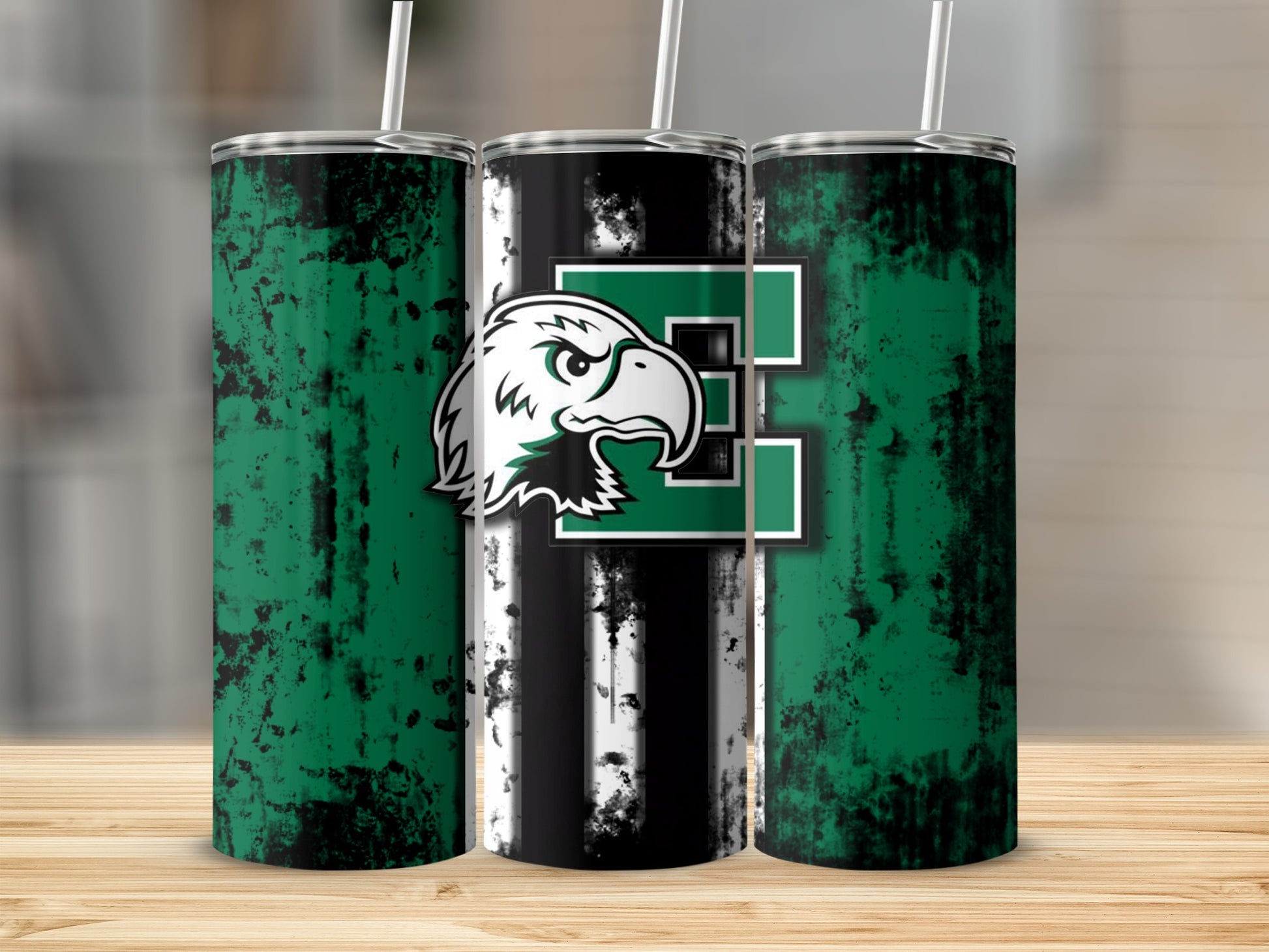 Green and Black Eagle Themed Tumblers Set for Fans