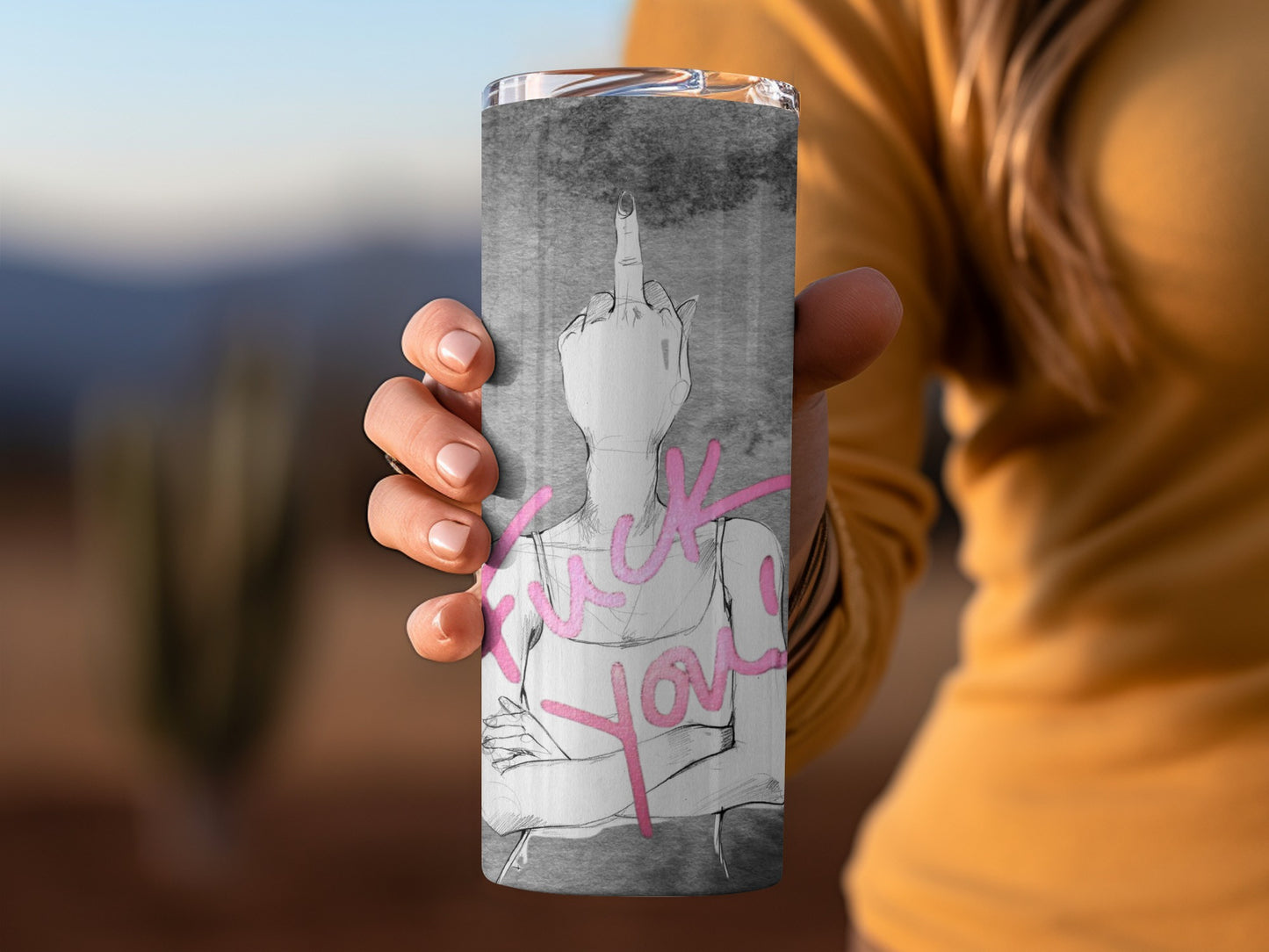 Fuck You Middle Finger Art Tumbler Gift Florals