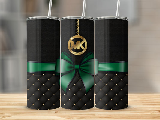 Elegant Black and Green Tumbler for Stylish Beverages
