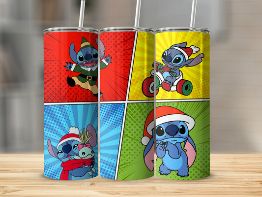 Cartoon Stitch Christmas Tumbler With Cute Designs