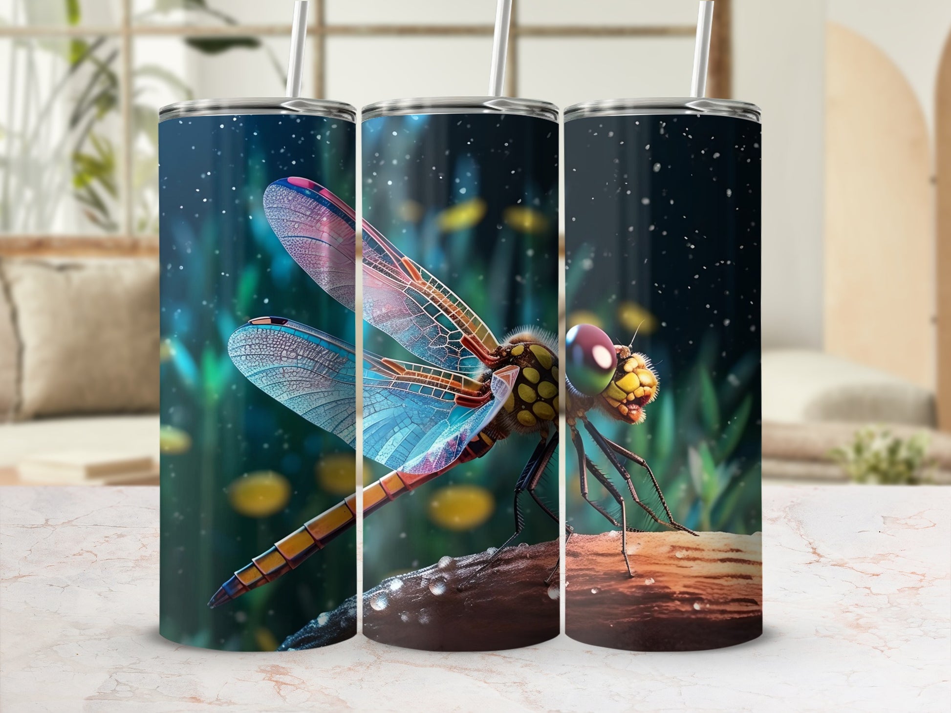 Vibrant Dragonfly Design Tumbler for Everyday Use