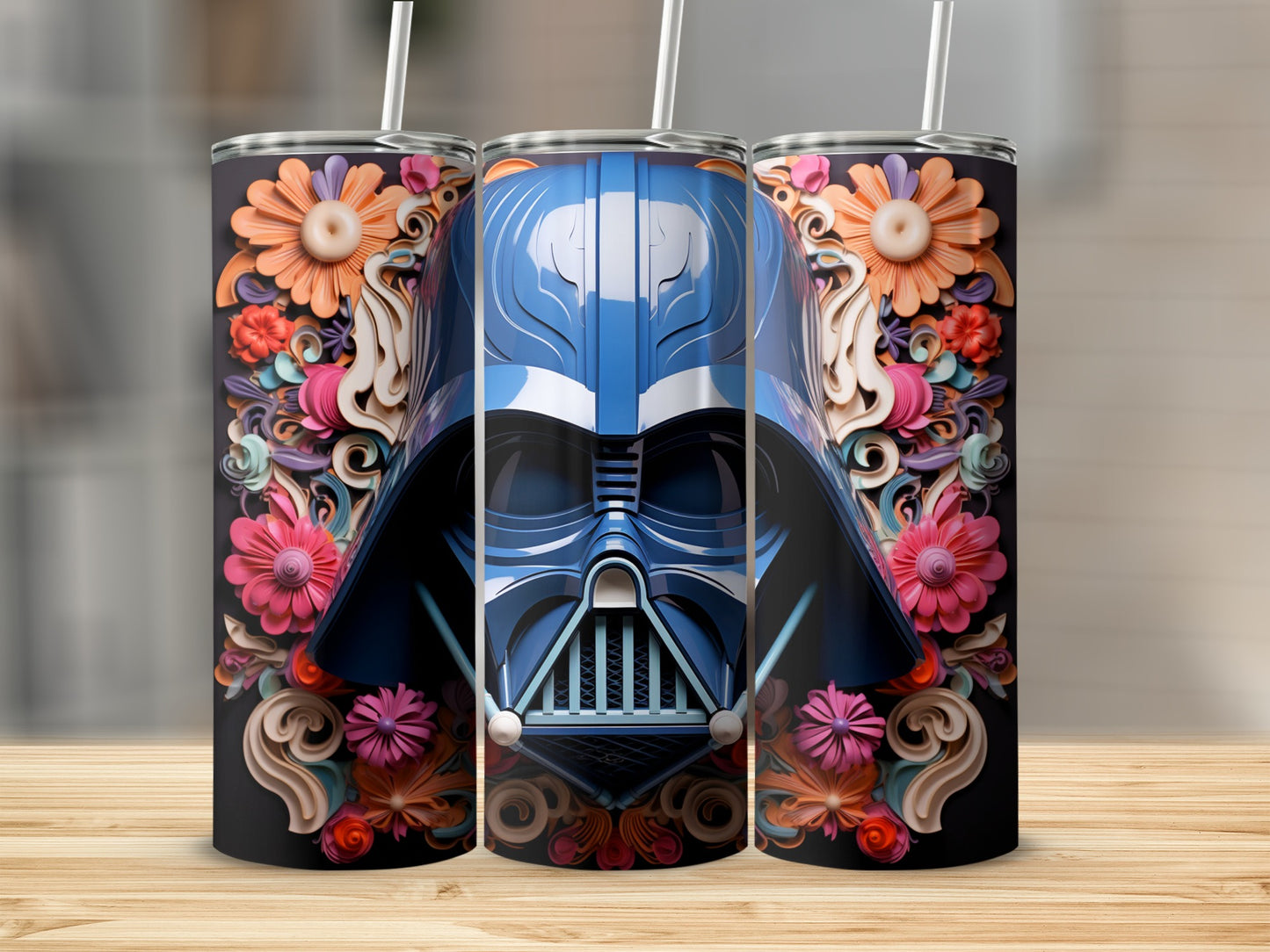 Floral Darth Vader Art Custom Stainless Steel Tumbler