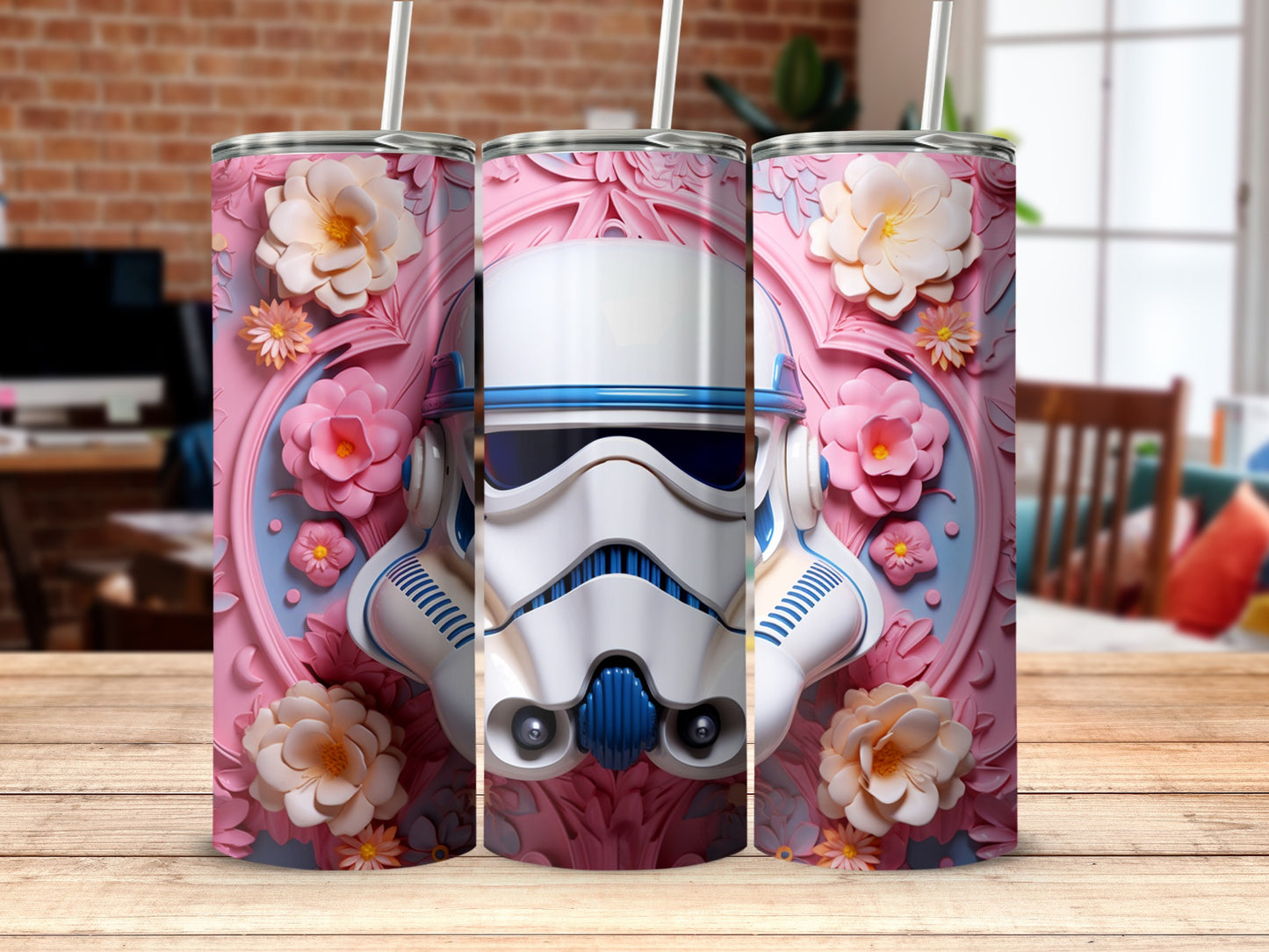 Stormtrooper Floral Design Insulated Tumbler Cup