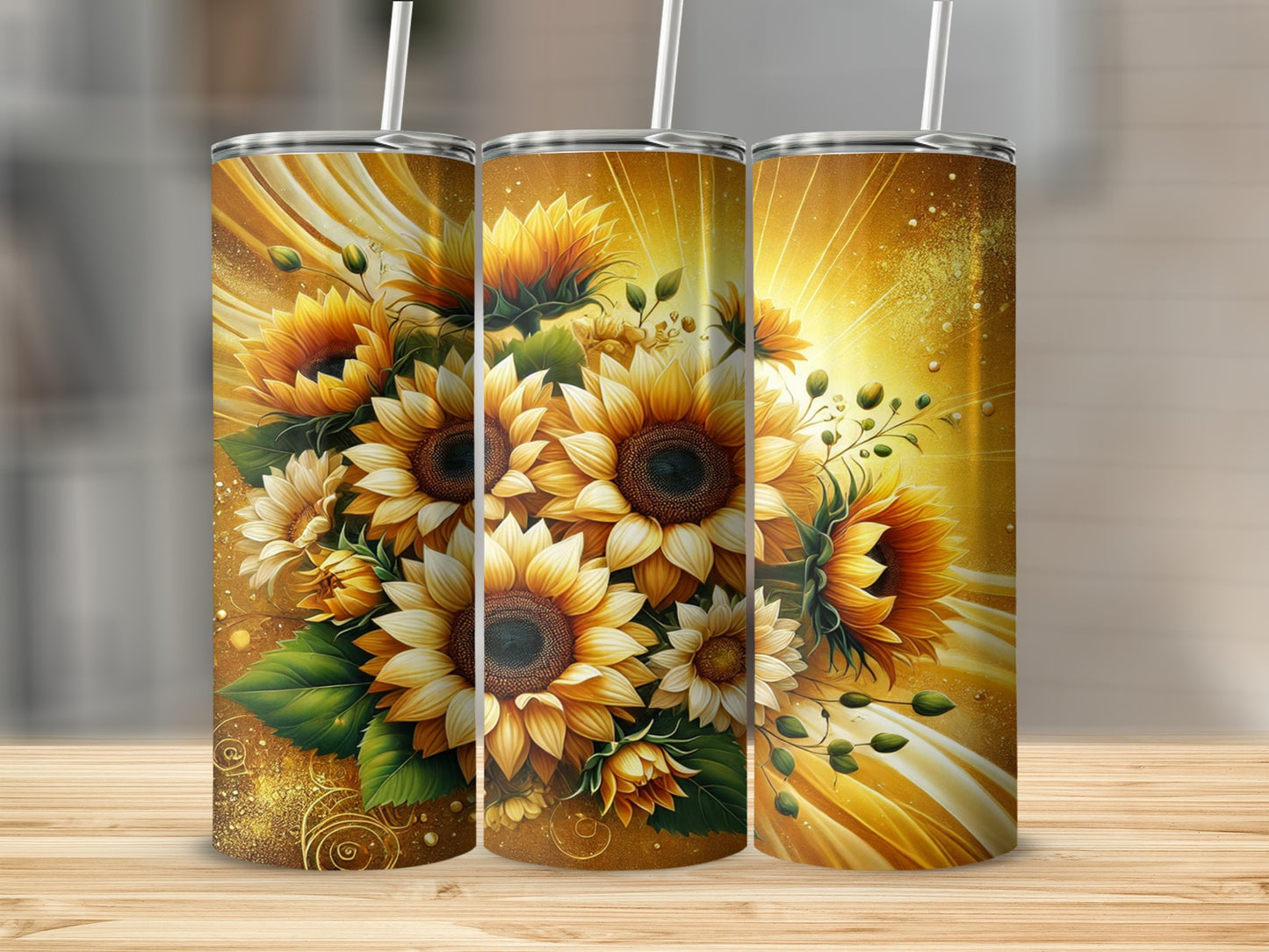 Vibrant Sunflower Design Insulated Tumbler Cup