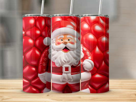 Festive Santa Claus Tumbler with Balloons Design