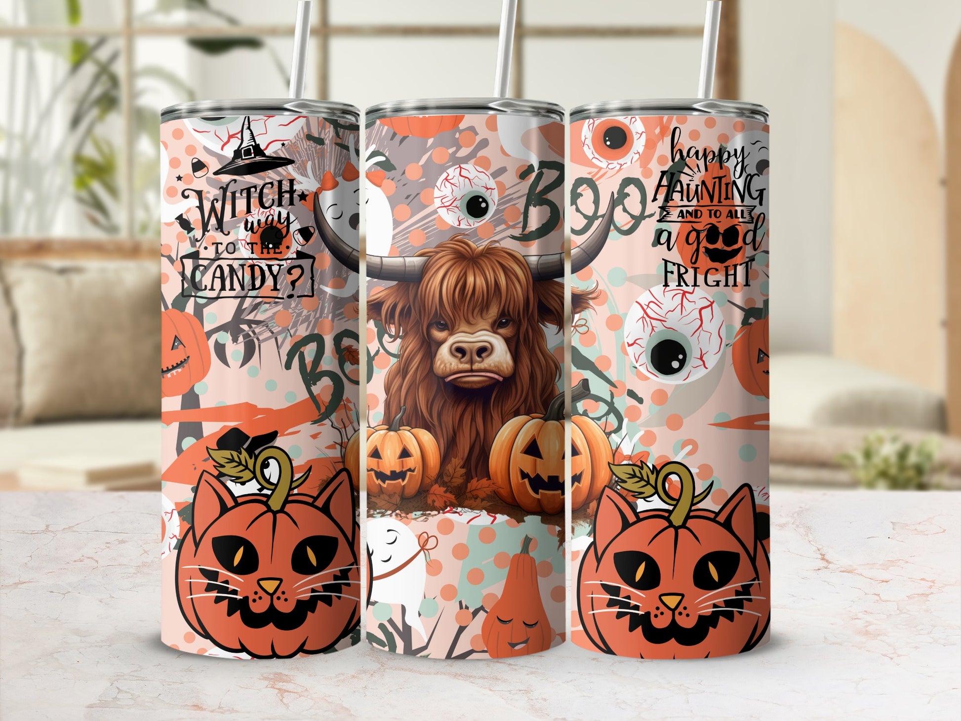 Halloween Themed Colorful Tumbler for Spooky Vibes