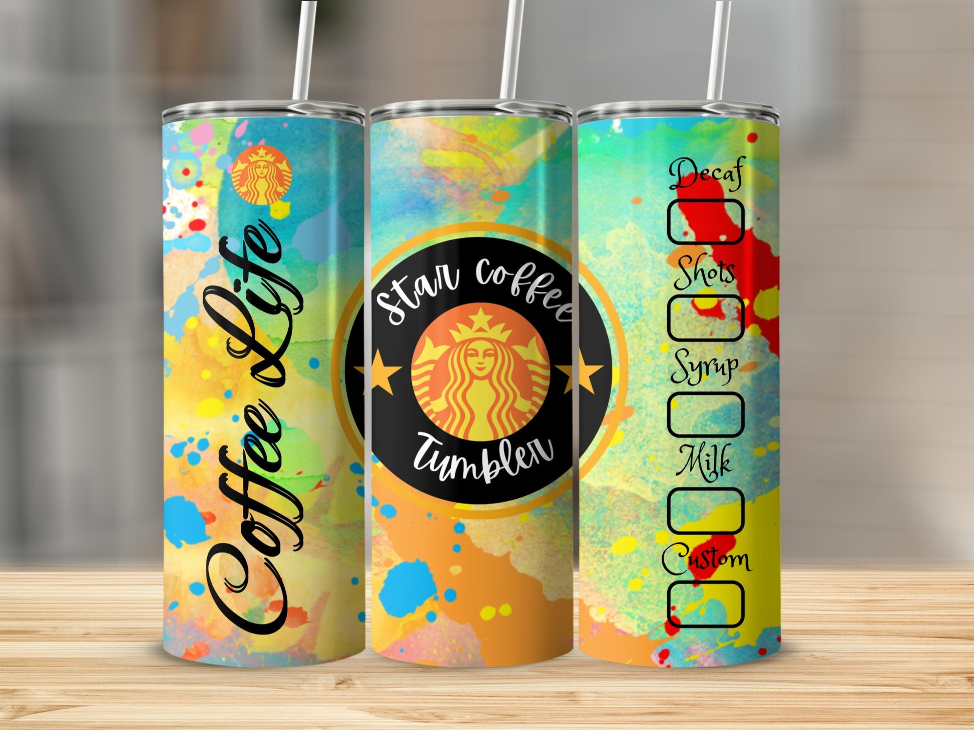 Colorful Custom Star Coffee Tumbler Personalized Cup
