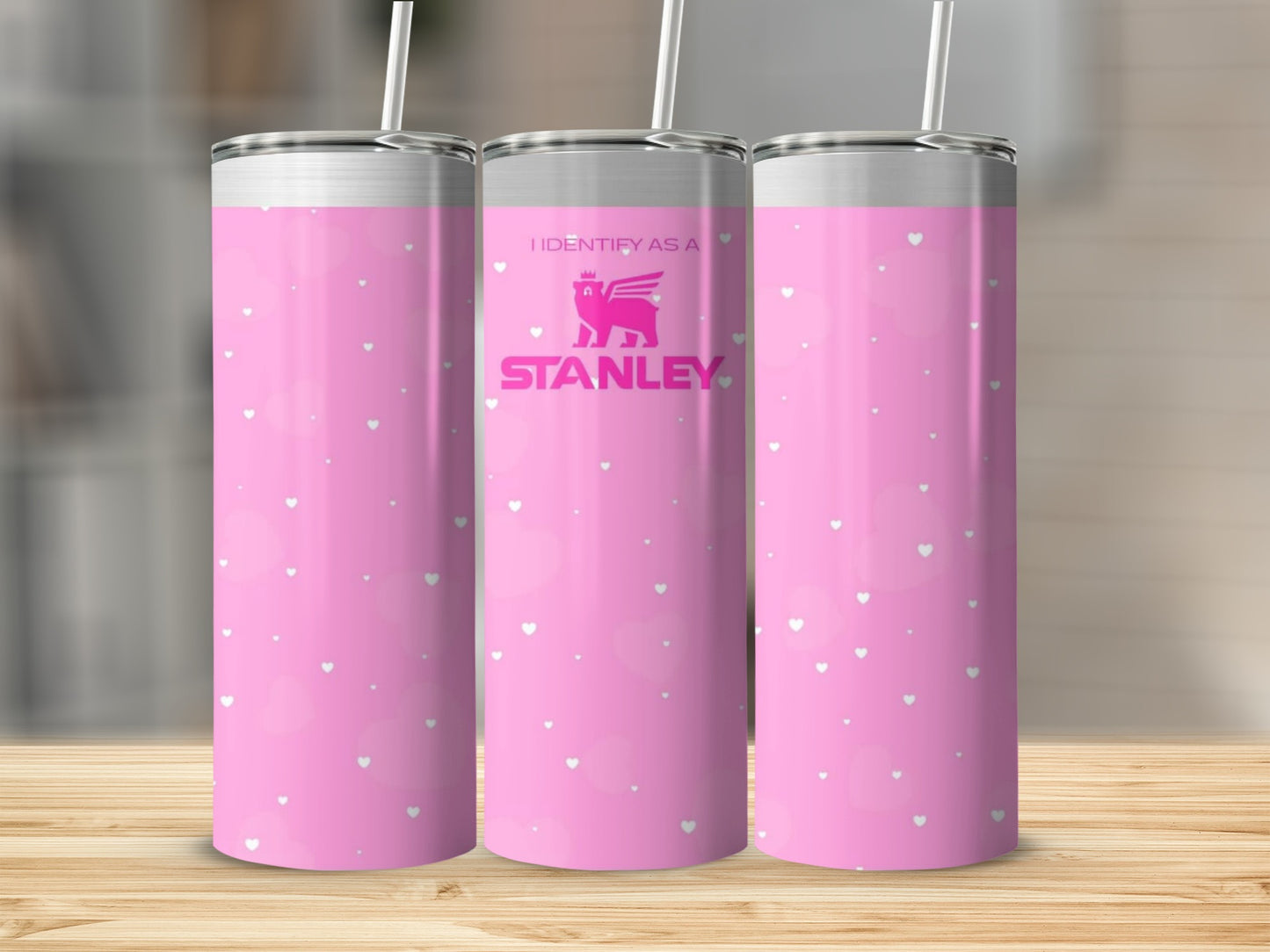 I Identify as a Stanley Pink Hearts Pattern Tumbler